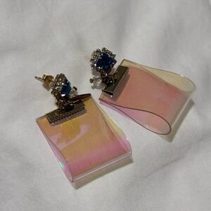 Pink and Blue Statement Earrings